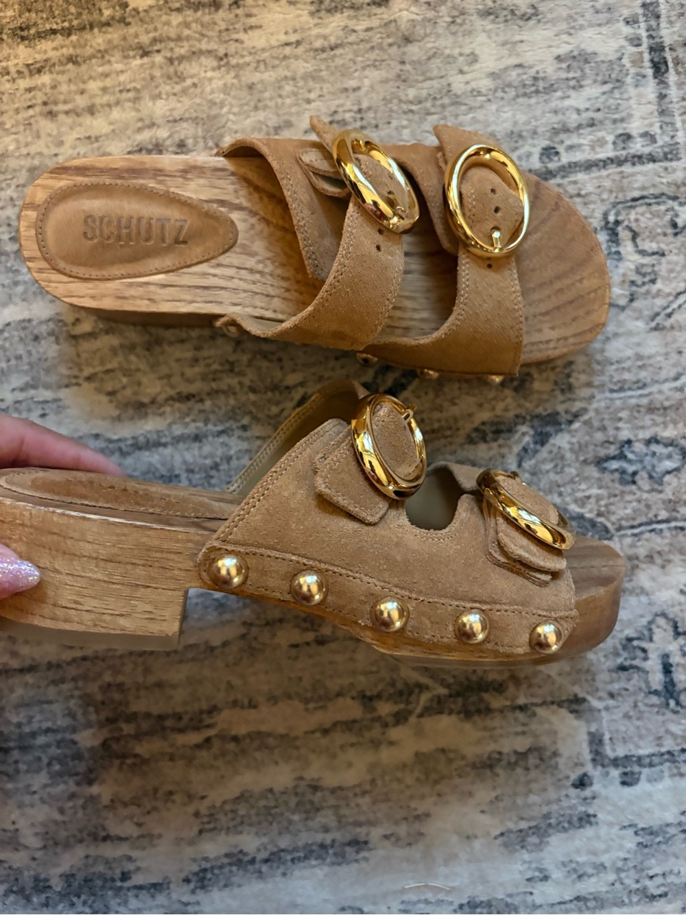Schutz juno leather suede brown wood cottagecore sandal clogs size 6.5 NEW - Picture 12 of 13